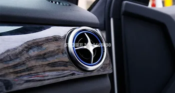 Azul de Ventilação de Ar de Saída Ring Tampa da Guarnição de 4pcs Para a Mercedes Benz GLK X204 2013-Carro acessórios de interiores a decoração do Carro
