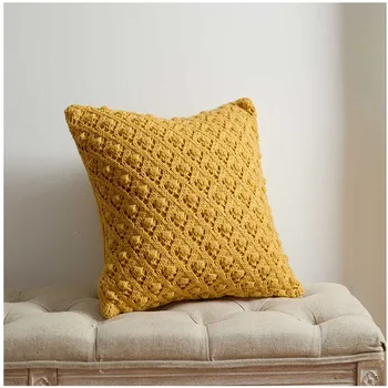 Vintage Crochê de Malha Capa de Almofada cor-de-Rosa Bege Amarelo Merbau fronha de Casa, Sofá-Cama, Sala de estar Fronha de almofada 45x45cm