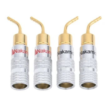 4Pcs de 2mm Nakamichi Banana Plug Banhado a Ouro Cabo do alto-Falante Pin Anjo Fio de Parafusos de Bloqueio do Conector de