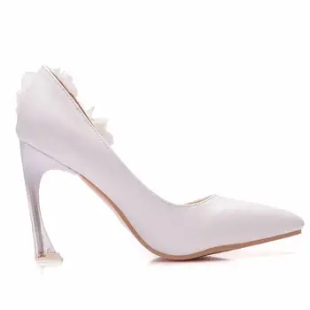 Cristal Rainha de Renda Branca Flor de Casamento Sapatos de noiva Festa de Sapatos de Mulheres Bombas de Senhoras de Salto Alto VESTIDO de FESTA Nupcial Sapatos