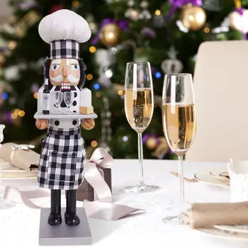 38cm Boneco quebra-nozes Hotel de Trabalho de Decoração de Natal, Enfeites de Desenhos animados Desenho Nozes Chef quebra-nozes Miniaturas