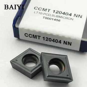 10pcs CCMT120404-NN Alta qualidade de carboneto do CNC inserir CCMT120404 ferramentas de Torneamento, Placas de chato lâmina de aço