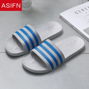 ASIFN de Verão, Chinelos de quarto Simples Homens Slides Banheiro antiderrapante Fundo Macio do PVC Sandálias Masculinas Flip-Flops Sapatos de Mulher Zapatos De Hombre