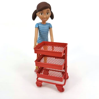 Ferro 3 Nível de Carrinho suporte de Armazenamento de DIY Casa de Boneca de Mobiliário de Cozinha com Rodas Kids Brinquedos Educativos para Crianças Presentes