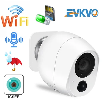 EVKVO 1080P Mini wi-Fi Câmera de Visão Noturna IR a Bateria de Segurança, Câmera do IP do Cartão SD de Armazenamento na Nuvem, Gravar Áudio ao ar livre wi-Fi Câmera
