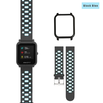 20mm de Esportes Pulseira de Silicone pulseira de PC Case Capa para Xiaomi Huami Amazfit Bip POUCO o RITMO Lite Pulseira Correa Smartwatch