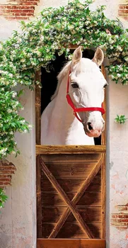 Frete grátis Europeia Cavalo Branco Porta de Adesivos de Parede DIY Mural do Quarto Decoração de Casa de Poster em PVC Impermeável Porta Etiqueta 77x200cm