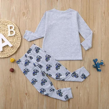 SAGACE Infantil Menino Conjunto de Roupas de manga Longa criança menina roupas de bebê, roupas para crianças Carro Impresso Tops+Calça de Pijama