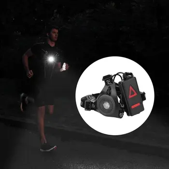 Impermeável de Desporto ao ar livre com Luzes de LED Noite Execução Lanterna, Luzes de Advertência de Carga USB Peito Lâmpada Curta Noite de Jogging