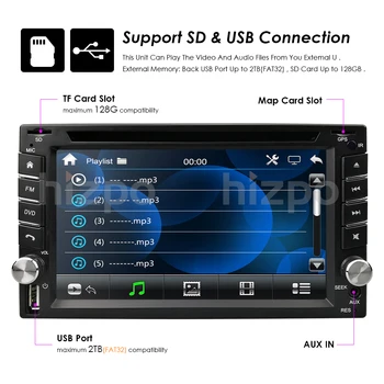 Universal 2 Din Car Dvd Player Multimídia de rádio estéreo em seu GPS Navi IPS tela de toque bluetooth, volante de controle rds fm am tdt