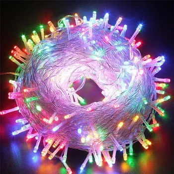 Thrisdar 10M 20M 30M 50M 100M de Natal de LED String de Fadas Luz de Casamento ao ar livre Férias de Fadas Cadeia Garland Festa de Casamento de Luz