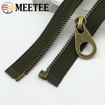 1Pc Meetee 5# Bronze Bloqueio Automático de fecho de correr do Metal Open-end Casaco Jaqueta Zip para a Costura do Vestuário de DIY Bagagem Acessórios KY985
