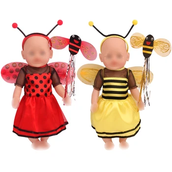 43 cm de baby dolls de Roupas de recém-nascidos de Halloween red bee definida + varinha mágica + asas brinquedos ajuste Americana bonecas de 18 polegadas Meninas de boneca f812