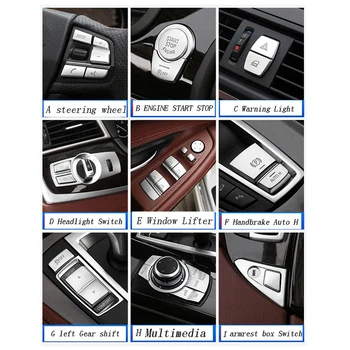 Carro Estilo Interior Adesivo Botão de Guarnição Para o BMW Série 5 F10 F18 Auto Acessórios do Motor Start / Luz de Advertência / H travão de Mão
