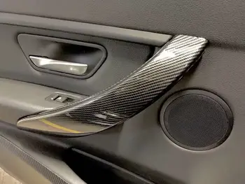 Olhar de carbono maçaneta da Porta Interior da Tampa de acabamento Para BMW Série 3 F30 F31 2013-2017 GT F34 14-17 & 4 Série F35 F36 15-17