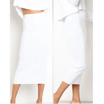 Leosoxs 2020 Outono Inverno Nova Moda das Mulheres de Cova da Listra Saia Casual Slim Sólido Knitt Pacote de Hip Senhoras Meio Comprimento de Saias