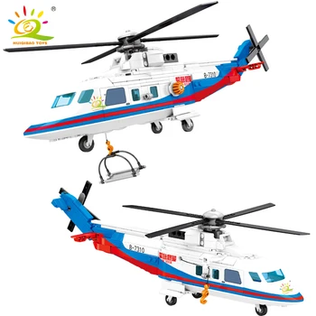 HUIQIBAO 391pcs Mar de Resgate de Helicóptero da Polícia Blocos de Construção da Cidade de Avião Figuras Tijolos de Brinquedos Educativos para Crianças