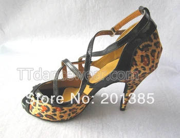 Novo Senhoras Leopard Cetim, Couro De Patente De Salão Latina, Salsa, Dança Sapatos De Tango ChaCha Sapatos 34,35,36,37,38,39,40,41