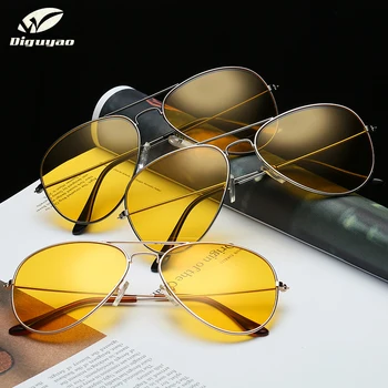 DIGUAO 2020 Moda Senhora Doce Cor de aviação Óculos de sol das Mulheres Retro Design da Marca em Metal Homens de óculos Transparentes do Oceano Noite Lente