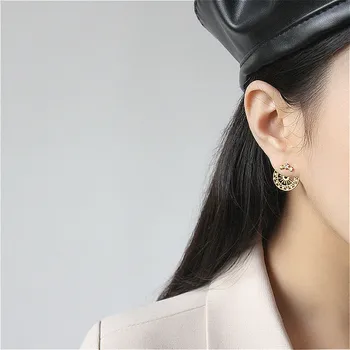 Flyleaf 925 Prata Esterlina Brincos Para Mulheres Estrela Zircão Decote De Alta Qualidade Femme Simples De Ouro Earings Moda Jóias