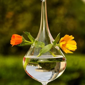 2019 Gota de Água de Vidro Pendurado Vaso de Garrafa de Terrário Recipiente Planta de Flor de Diy Tabela de Casamento, Decoração de Jardim de 8 x 15 cm
