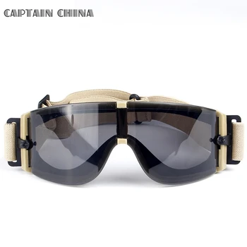 Tático Militar Óculos 3 Lentes Exército De Airsoft Balísticos Óculos De Proteção À Caça De Paintball Militar Óculos