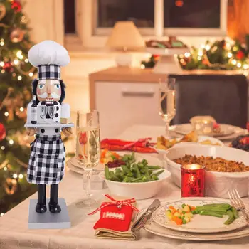 38cm Boneco quebra-nozes Hotel de Trabalho de Decoração de Natal, Enfeites de Desenhos animados Desenho Nozes Chef quebra-nozes Miniaturas