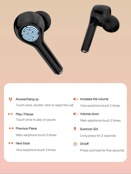 TWS Fone de ouvido Bluetooth 5.0 Fone de ouvido sem Fio Impermeável Graves Profundos Fones de ouvido sem Fio Verdadeiro Fone de ouvido Estéreo Com Microfone Fone de ouvido Sport