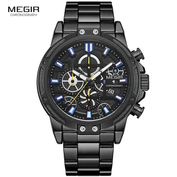 MEGIR 2019 Homens de Negócio de Relógios de Quartzo Exército de Desporto Cronógrafo relógio de Pulso de Homem de melhor Marca de Luxo Relogios Masculinos 2108 Preto