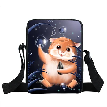 Bonito Hamster Panda Coruja, gato Pequeno Crossbody Sacos de meninas Meninos saco de ombro da mulher da Escola de Sacos de estudante Bookbag Mini Saco de Mensageiro