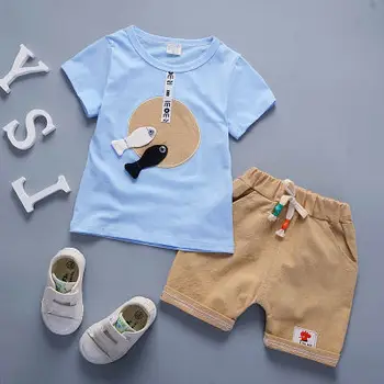Meninos de Verão, Moda Vestuário de Algodão T-shirt+shorts 2pcs de Crianças Roupas de Meninos desenho animado Estilo de Roupa Fitfor 1-2-3-4Y