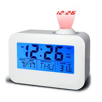 Moda Projeção Relógio Despertador Multi-função Digital LCD Voz Falando LED de Temperatura, Relógio FBE3
