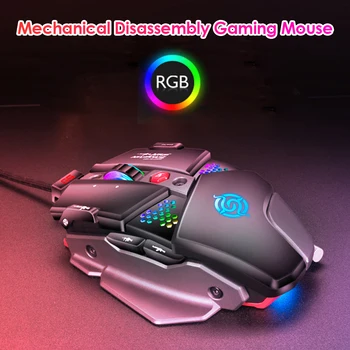 VODOOL G9 USB com Fio Mouse para Jogos 6400 DPI 8 Botões de Jogo de Ratos RGB luz de fundo de Metal Mecânica Mouse para PC Gamer