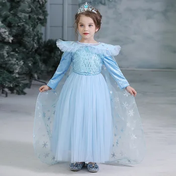 Disney Princess Vestir as Meninas Crianças Vestidos para as Meninas de Natal Vestido de Festa a Fantasia, Congelados Manga Longa Capa Roupas de Menina Boa