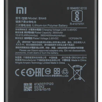 XiaoMi Original Bateria de Substituição BN46 Para Xiaomi Redmi Note8 Nota 8 Redmi 7 Redmi7 Nota 6 Note6 NOTA 8T 4000mAh