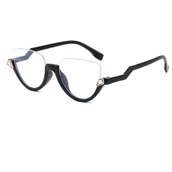 Moda Metade do Quadro da Mulher de Óculos 2020 Tendência de Design da Marca do Espelho de Óculos de Sol a Mulher Sexy de Olhos de Gato de Óculos Claros Tons