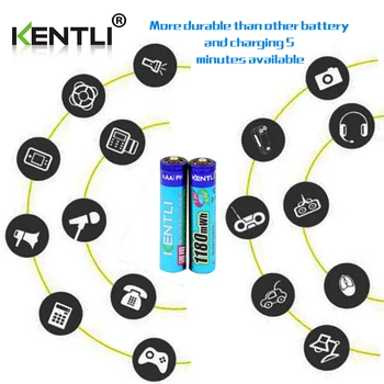 KENTLI 2pcs de nenhum efeito de memória de 1,5 v 1180mWh de lítio AAA recarregável de íon de lítio as baterias bateria +2 canais de lítio carregador