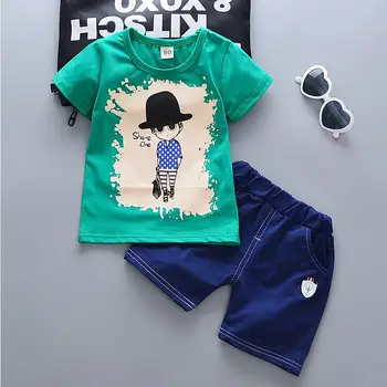 Meninos de Verão, Moda Vestuário de Algodão T-shirt+shorts 2pcs de Crianças Roupas de Meninos desenho animado Estilo de Roupa Fitfor 1-2-3-4Y