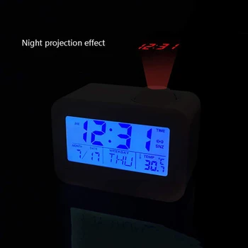 Moda Projeção Relógio Despertador Multi-função Digital LCD Voz Falando LED de Temperatura, Relógio FBE3