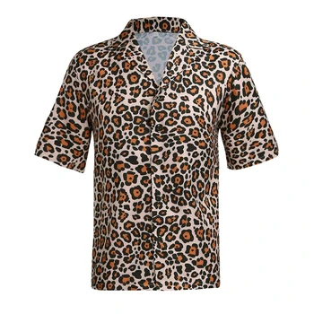 Mens de Lazer estampa de Leopardo Camisas Casuais Vintage estampa de Leopardo Camisas de Verão Camisas de Homem Macho Shorts, Tops de Manga Verão s-3xl
