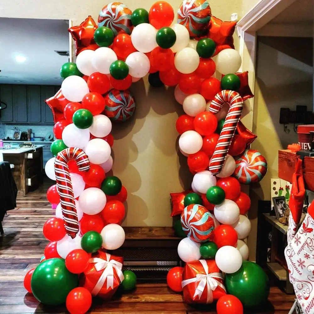 Natal balão garland arco com o kit de natal vermelho branco doce de balões,  caixa de presente do estrela vermelha balões para a casa de festa em casa  decoração comprar - Evento
